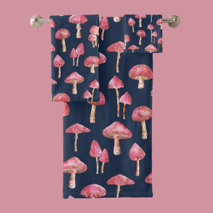 Mushroom Watercolor-Muster Badhandtuch Set