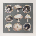 Mushroom Watercolor Puzzle<br><div class="desc">Minimalistische Aquarellmalung von Pilzen in neutralen Brauntönen und Grautönen. Originelle Kunst von Nic Squirrell.</div>
