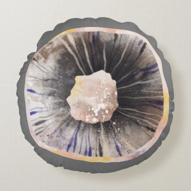 Mushroom Watercolor Rundes Kissen (Vorderseite)