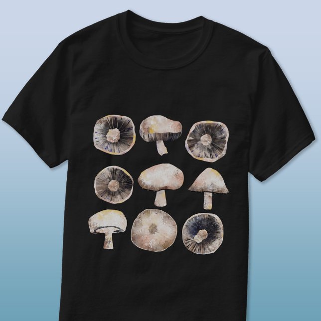 Mushroom Watercolor T-Shirt (Mushrooms or toadstools watercolor art t-shirt)