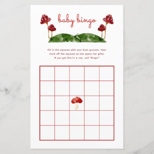Mushroom Woodland Babydusche Bingo Spiel