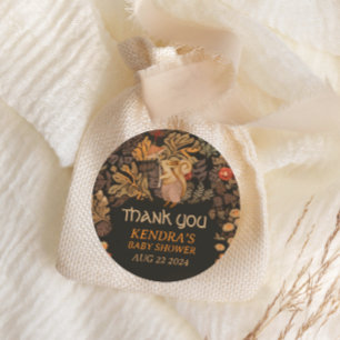 Mushroom Woodland Eichhörnchen Babydusche Runder Aufkleber