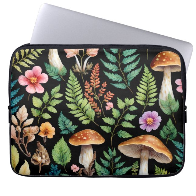 Mushroom Woodland Foods Fern Art Laptopschutzhülle (Vorderseite)