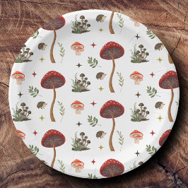 Mushroom Woodland Forest Fairy Muster Kernstück Pappteller