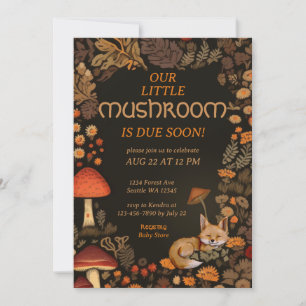 Mushroom Woodland Fox Forest Baby Dusche Einladung