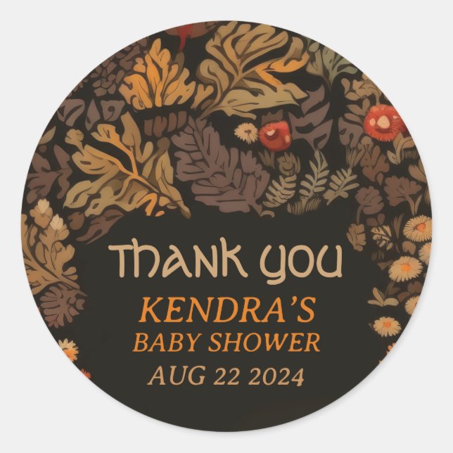 Mushroom Woodland Fungi Babydusche Runder Aufkleber (Vorderseite)