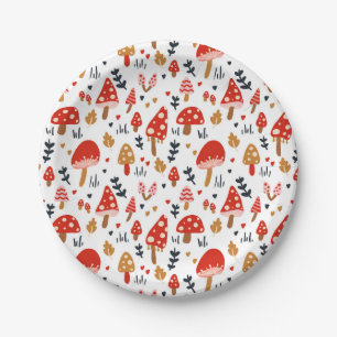 Mushroom Woodland Kathrin Legg Red Mushroom Party Pappteller