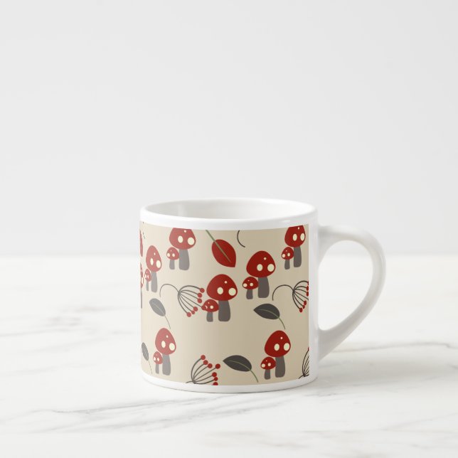 Mushroom Woodland Red Beige Espressotasse (Rechts)