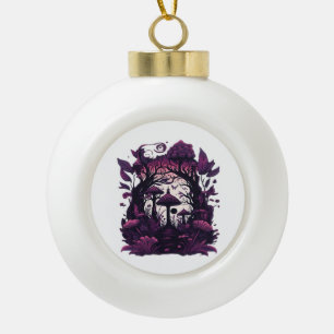 Mushroom Woods Whimsigoth Witchy Screenprint Desig Keramik Kugel-Ornament