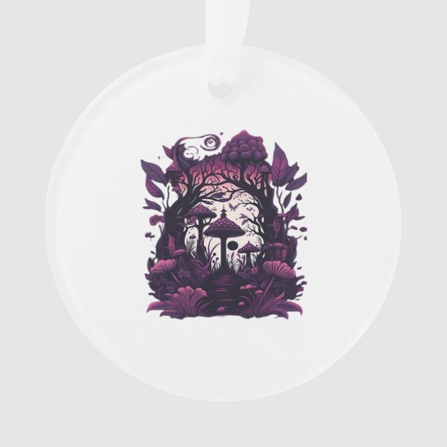 Mushroom Woods Whimsigoth Witchy Screenprint Desig Ornament (Vorderseite)