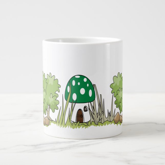 Mushroom Zwarf House in Woods - Fantasy Forest Jumbo-Tasse (Vorderseite)