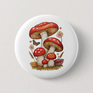 Mushrooms Cottagecore Sublimation Goblincore Button