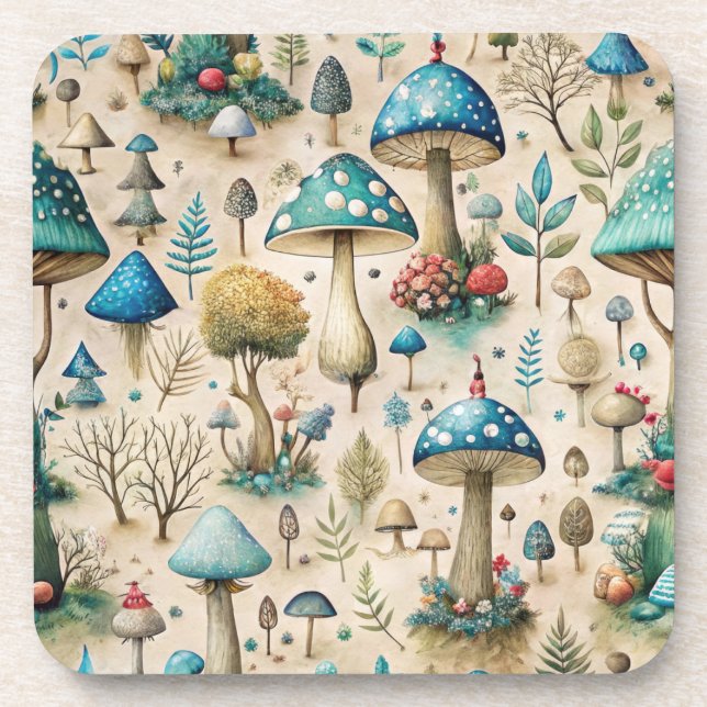 Mushrooms Fairyland Getränkeuntersetzer (Vorderseite)