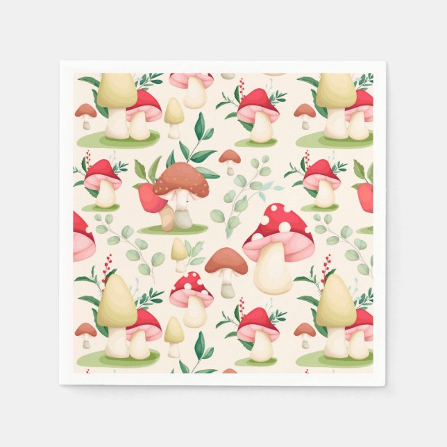 Mushrooms Geburtstagsparty Serviette (Vorderseite)