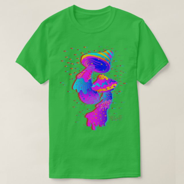 Mushrooms Glitch Psychedelic T-Shirt (Design vorne)