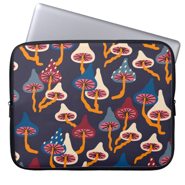 Mushrooms Illustration Fabric Wrapping Pattern Laptopschutzhülle (Vorderseite)