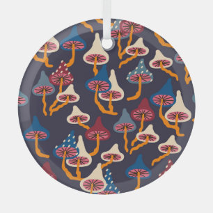 Mushrooms Illustration Fabric Wrapping Pattern Ornament Aus Glas