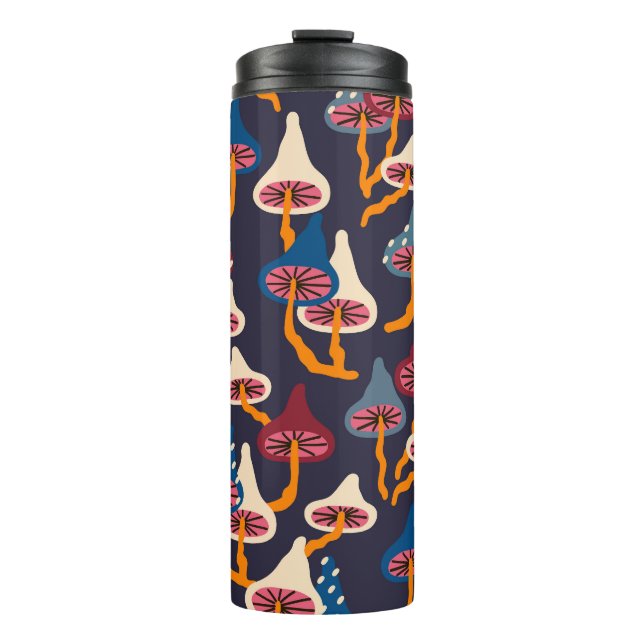 Mushrooms Illustration Fabric Wrapping Pattern Thermosbecher (Vorderseite)