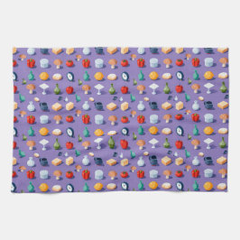 Mushrooms pepper lemon and isometric jars geschirrtuch