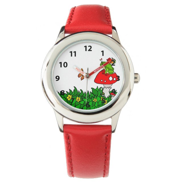 Mushrooms und Frosch Armbanduhr (Vorderseite)