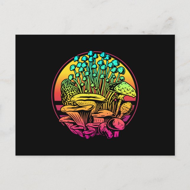 Mushrooms Vaporwave Postkarte (Vorderseite)