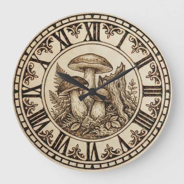 Mushrooms - Wall Clock Große Wanduhr (Vorderseite)