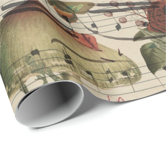 Mushrooms Woodland Marsala Minze Floral Notes Musi Geschenkpapier (Rolleneckpunkt)