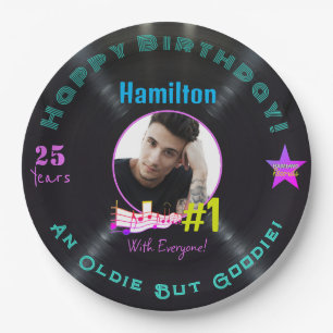 Music Album Birthday Paper Plate - HAMbWG Pappteller