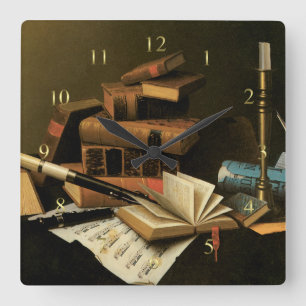 Music and Literature Quadratische Wanduhr