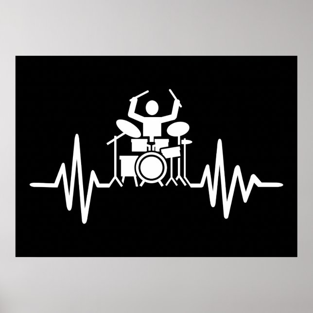 Music Art Drummer Heartbeat Poster (Vorne)