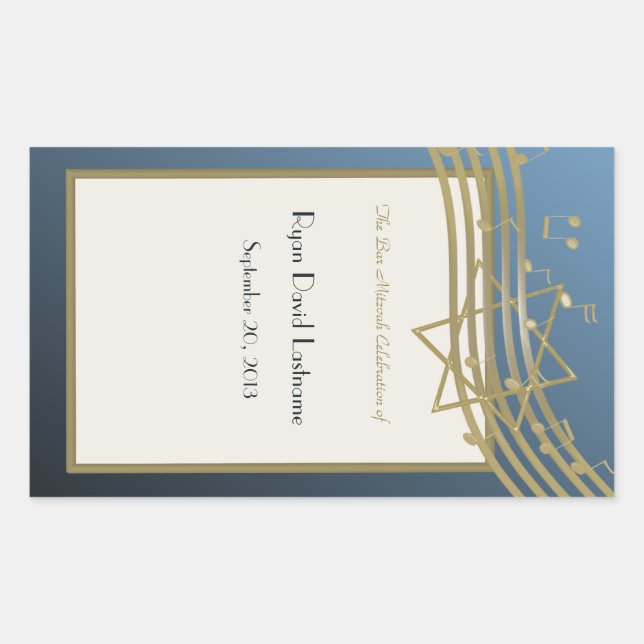 Music Bar Mitzvah Rechteckiger Aufkleber (Vorderseite)