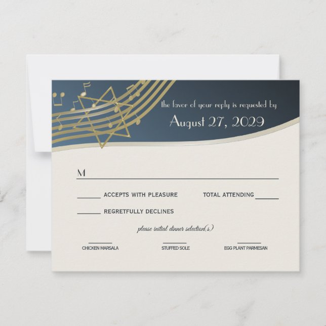 Music Bar Mitzvah Response Card RSVP Karte (Vorderseite)