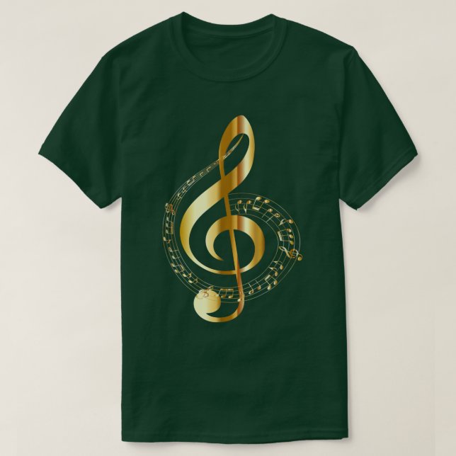 Music Beach Note Gold, Navy  T-Shirt (Design vorne)