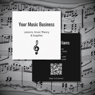 Music Bildung Treble Clef QR-Codelehrer Quadratische Visitenkarte
