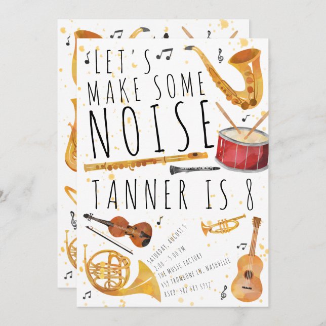 Music Birthday Party Einladung (Vorne/Hinten)