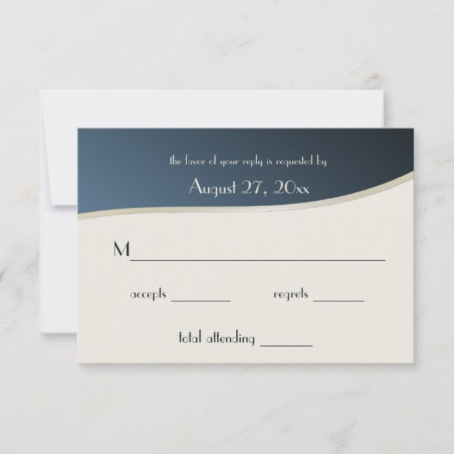 Music Blue und Gold Bar Mitzvah Response Card RSVP Karte (Vorderseite)