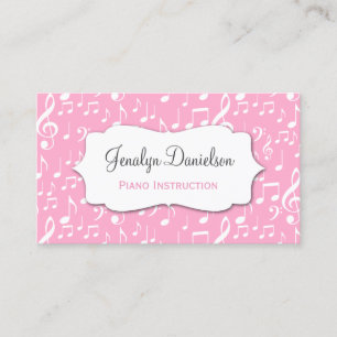 Music Business Cards Pink Teacher Musician Singer Visitenkarte