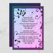 Music Butterfly Blätter Blue & Lila Wood Wedding