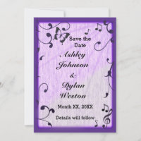Music Butterfly Blätter Blue & Lila Wood Wedding