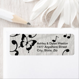Music Butterfly Blätter Grau & Black Wood Wedding
