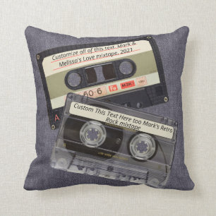 Music Cassette Mixtape Retro Dark Denim Blue Jeans Kissen