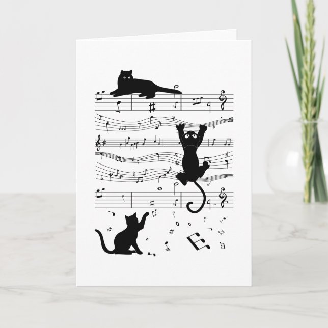Music Cat Cats Niedlich Funny Musician Gift Karte (Vorderseite)