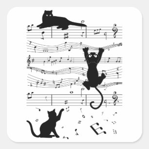 Music Cat Cats Niedlich Funny Musician Gift Quadratischer Aufkleber