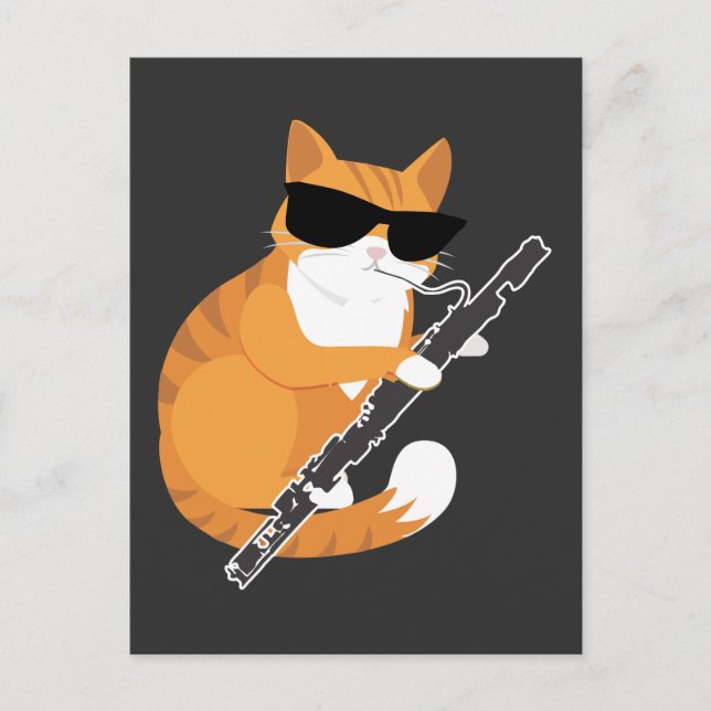 Music Cat Sonnenbrille Bassoonist Musiker Bassoon Postkarte (Vorderseite)
