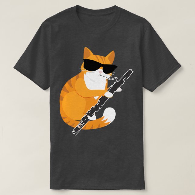 Music Cat Sunglasses Bassoonist Musician Bassoon  T-Shirt (Design vorne)