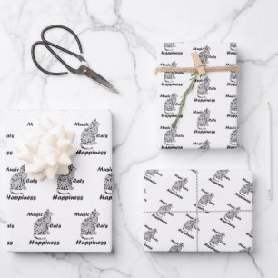 Music Cats Happy - Cat Lover Musician Geschenkpapier Set
