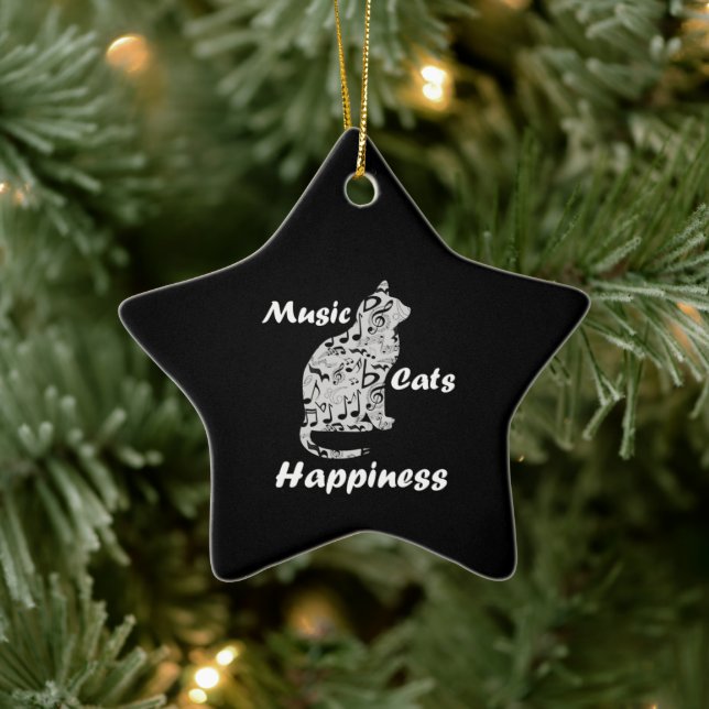 Music Cats Happy - Musiker Lover Quote Keramik Ornament (Baum)