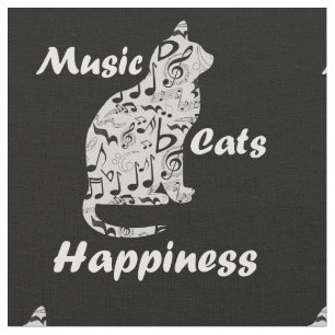 Music Cats Happy - Musiker Lover Quote Stoff