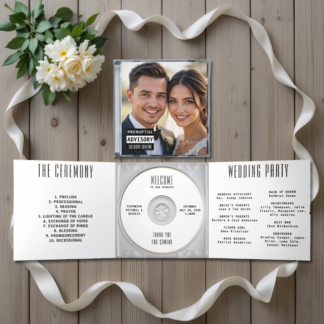 Music CD Album Cover Booklet White Wedding Program Dreifach Gefaltete Einladung (Music CD Album Cover Booklet White Wedding Program
)