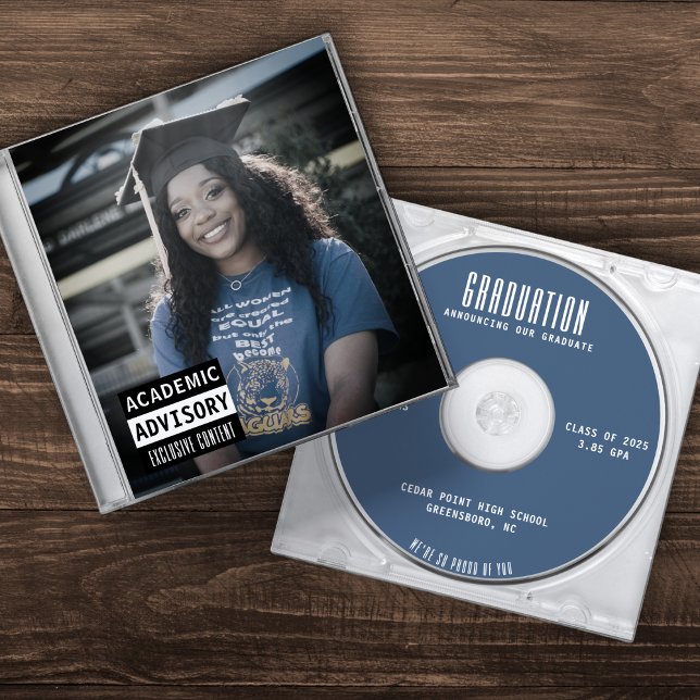 Music CD Case Album Cover Blue Abschluss Ankündigung (Music CD Case Album Cover Blue Graduation Announcement
)